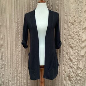 Splendid Open-Front Women's Sweater, long length, roll up sleeves, pockets, Med